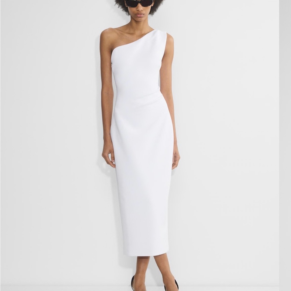 Babaton One-Shoulder White Midi Dress